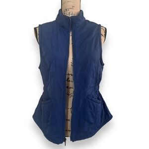 BIT & BRIDLE Women's Navy Quilted Fleece Lined Full Zip Vest Small | EUC